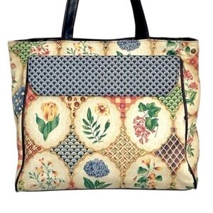 Vintage Flowers Floral Patchwork Tote Shoulder Bag